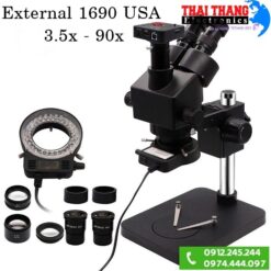 KÍNH HIỂN VI 3 MẮT CÔNG NGHIỆP EXTERNAL 1690 USA 3.5X-90X, KÈM CAMERA 48MP